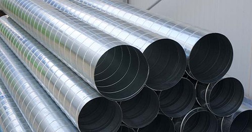 Image: metal tubing used for ducts.